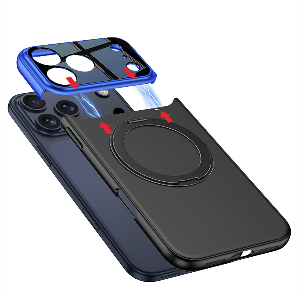 iPhone Uyumlu 17 Pro Kılıf M-safe Şarj Özellikli 360 Derece Standlı Çift Parçalı Zore Torino Kapak