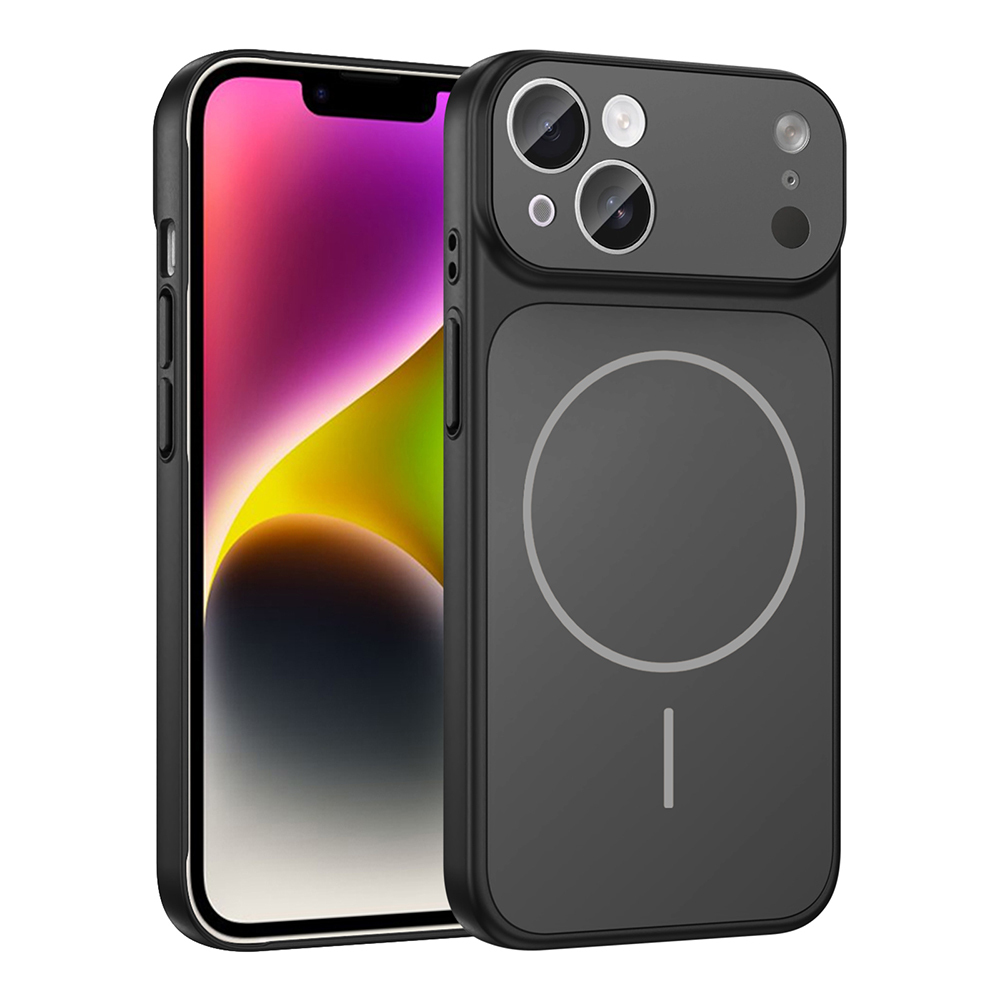 iPhone Uyumlu 14 Kılıf Zore M-Safe Şarj Özellikli Kamera Korumalı Formen Kapak-Siyah