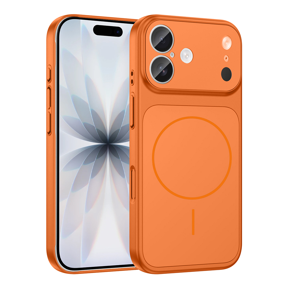 iPhone Uyumlu 16 Kılıf Zore M-Safe Şarj Özellikli Kamera Korumalı Formen Kapak-Turuncu