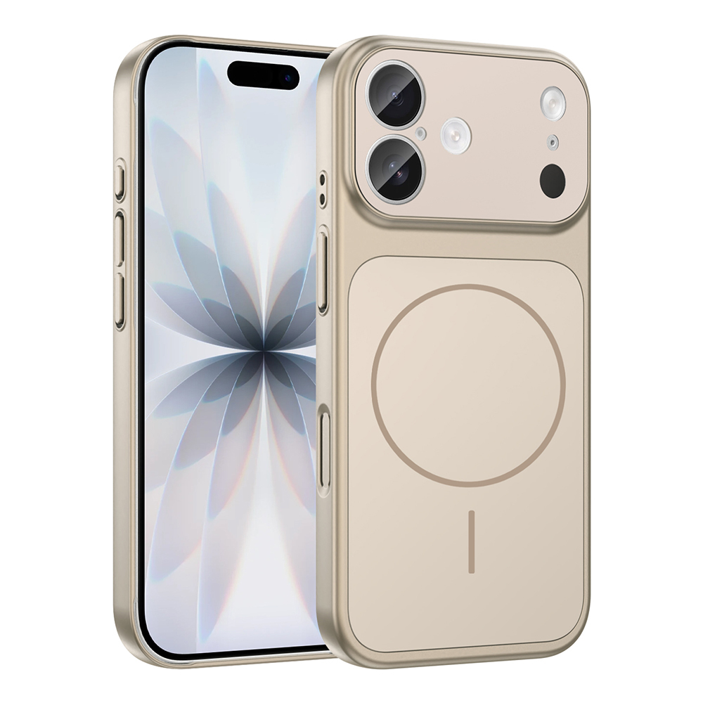 iPhone Uyumlu 17 Kılıf Zore M-Safe Şarj Özellikli Kamera Korumalı Formen Kapak-Gold