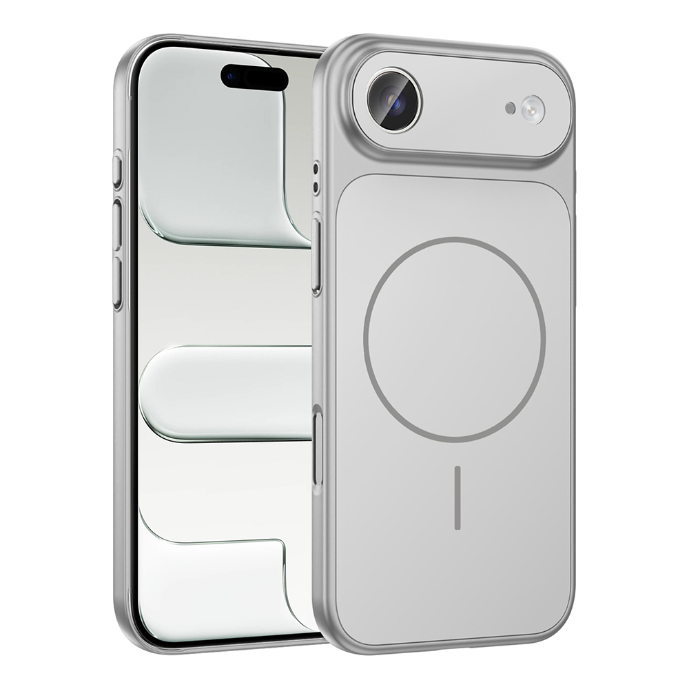 iPhone Uyumlu 17 Air Kılıf Zore M-Safe Şarj Özellikli Kamera Korumalı Formen Kapak-Gümüş