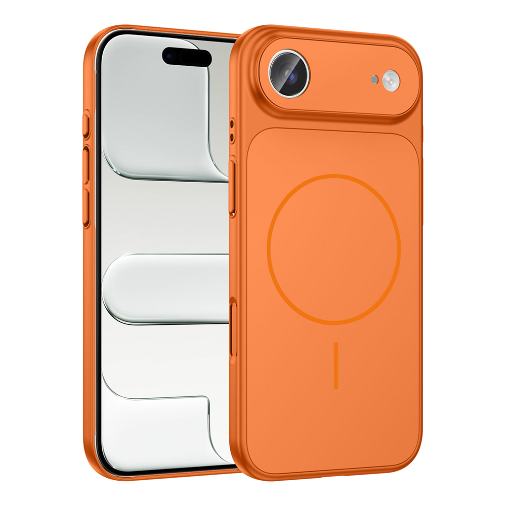 iPhone Uyumlu 17 Air Kılıf Zore M-Safe Şarj Özellikli Kamera Korumalı Formen Kapak-Turuncu