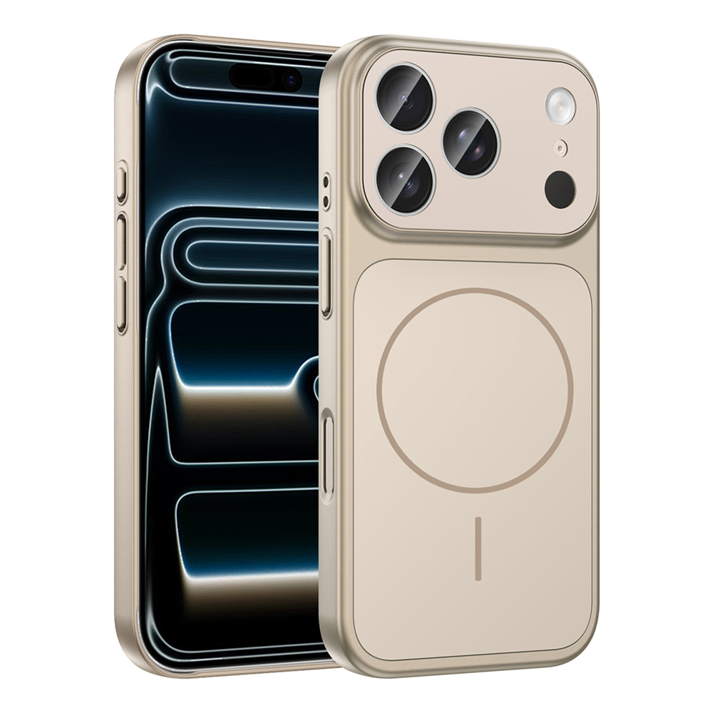 iPhone Uyumlu 17 Pro Kılıf Zore M-Safe Şarj Özellikli Kamera Korumalı Formen Kapak-Gold