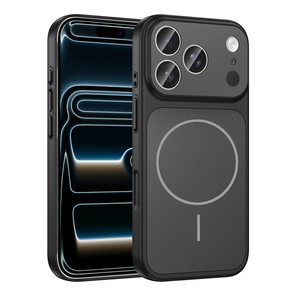 iPhone Uyumlu 17 Pro Max Kılıf Zore M-Safe Şarj Özellikli Kamera Korumalı Formen Kapak-Siyah