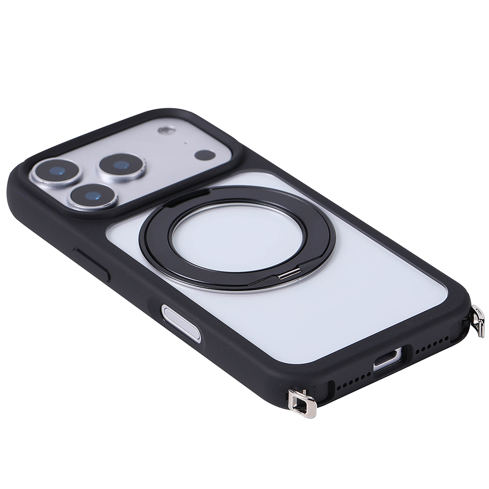 iPhone Uyumlu 17 Pro Kılıf M-Safe Şarj Özellikli Standlı Zore Piza Silikon Kapak