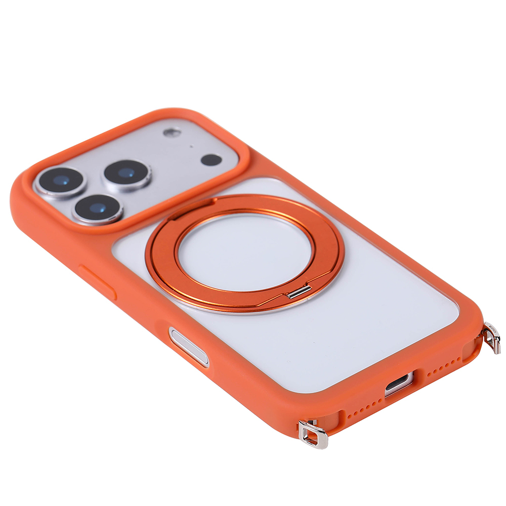 iPhone Uyumlu 17 Pro Max Kılıf M-Safe Şarj Özellikli Standlı Zore Piza Silikon Kapak