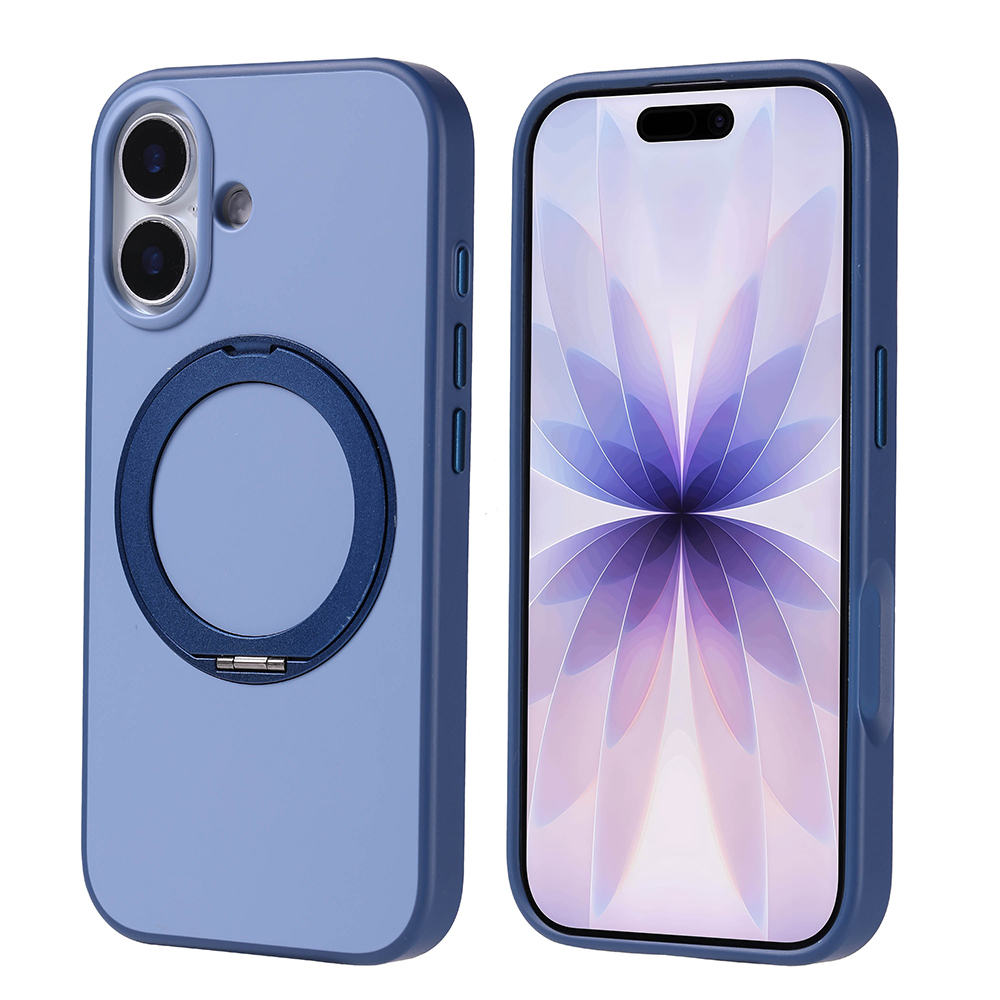 iPhone Uyumlu 17 Kılıf M-Safe Şarj Özellikli Standlı Zore Proton Silikon Kapak-Lacivert