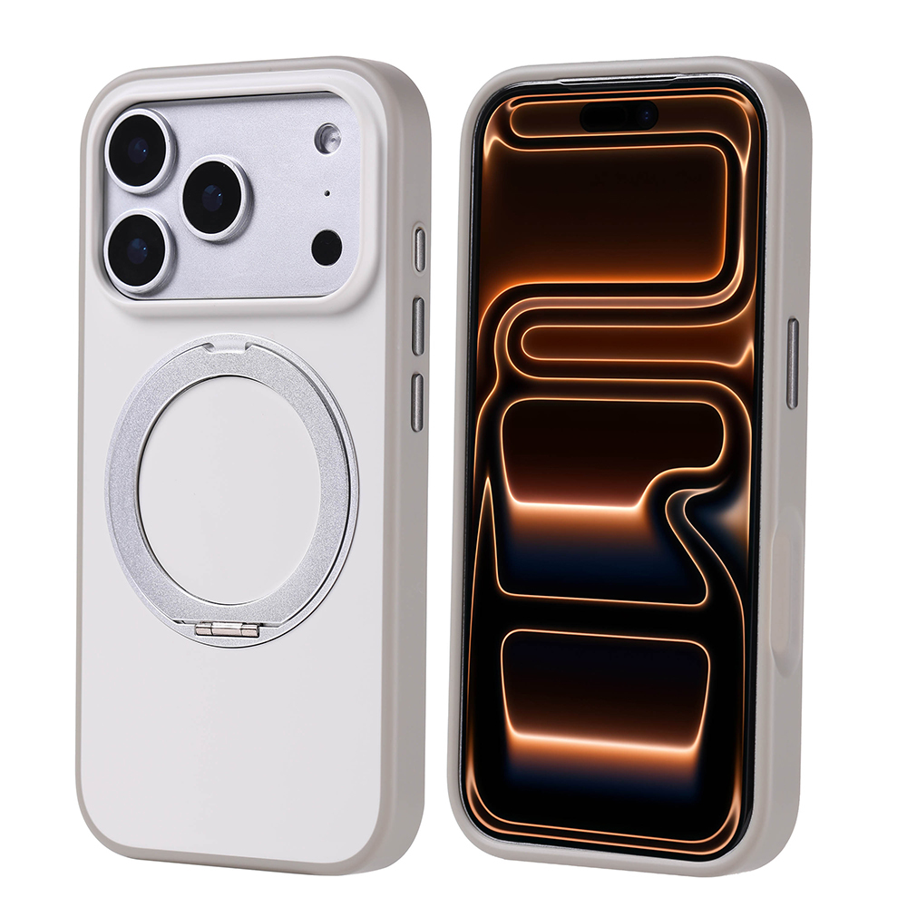iPhone Uyumlu 17 Pro Kılıf M-Safe Şarj Özellikli Standlı Zore Proton Silikon Kapak-Gri