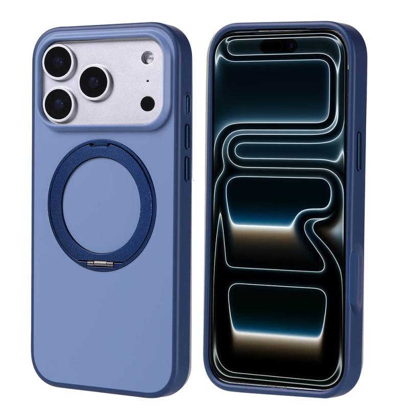 iPhone Uyumlu 17 Pro Max Kılıf M-Safe Şarj Özellikli Standlı Zore Proton Silikon Kapak-Lacivert