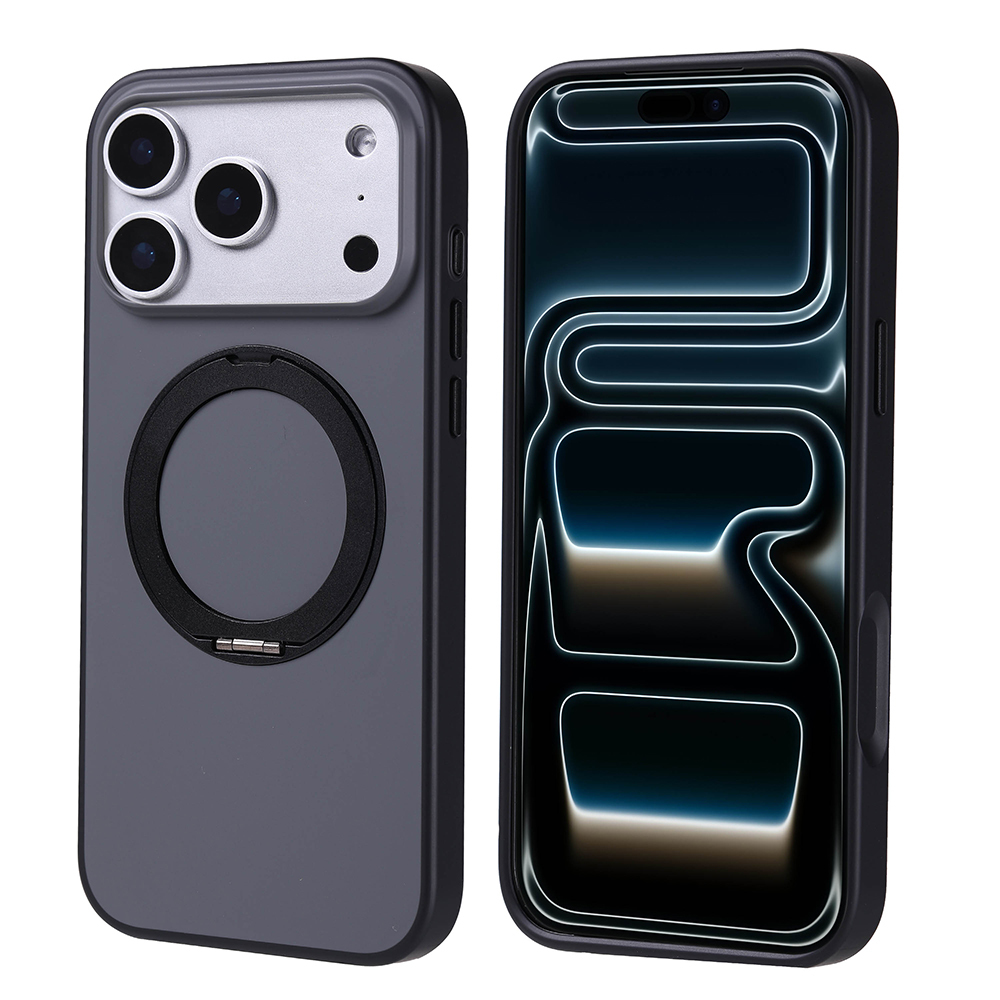 iPhone Uyumlu 17 Pro Max Kılıf M-Safe Şarj Özellikli Standlı Zore Proton Silikon Kapak-Siyah