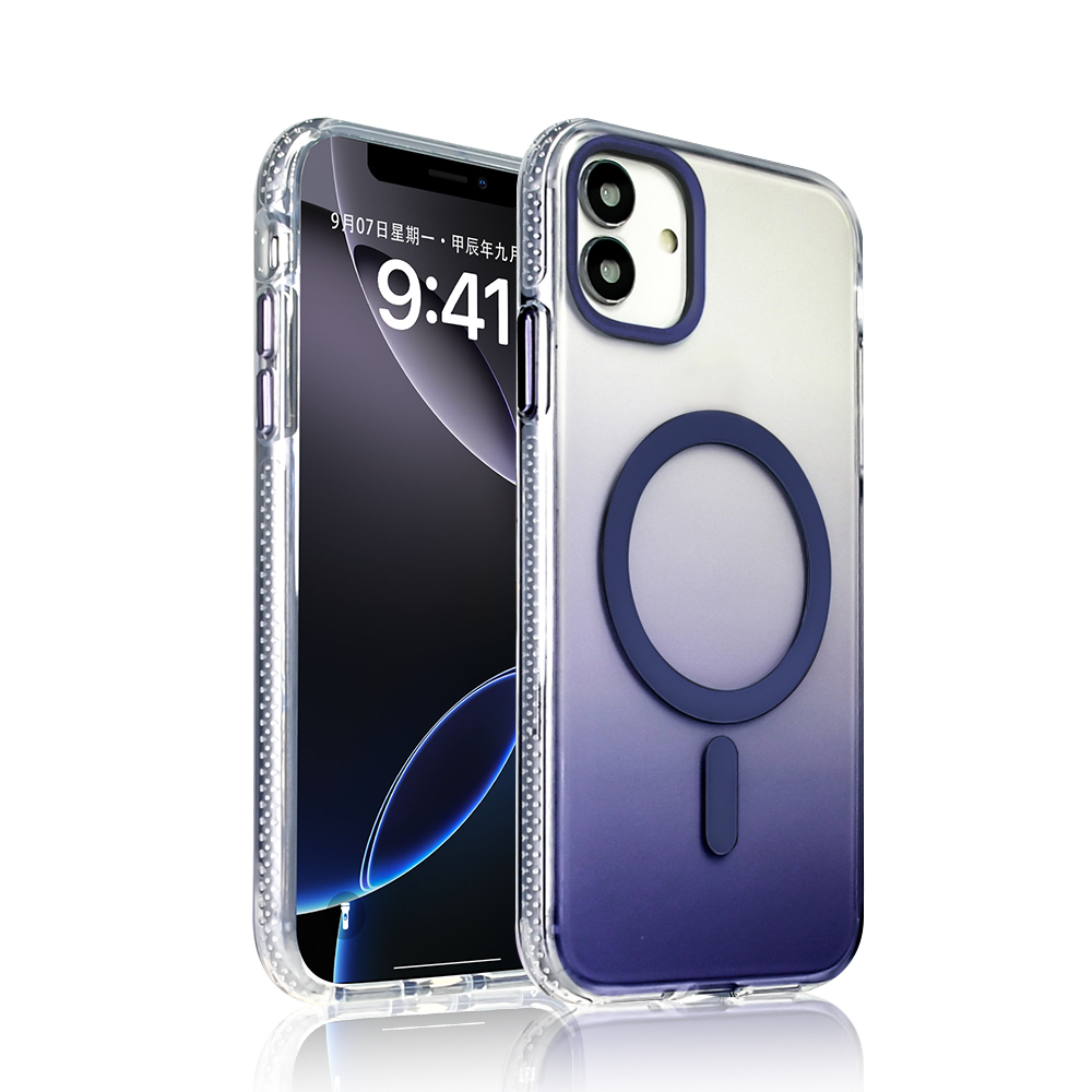 iPhone Uyumlu 14 Pro Max Kılıf M-safe Şarj Özellikli Transparan Renk Geçişli Zore Toros Kapak-Mor