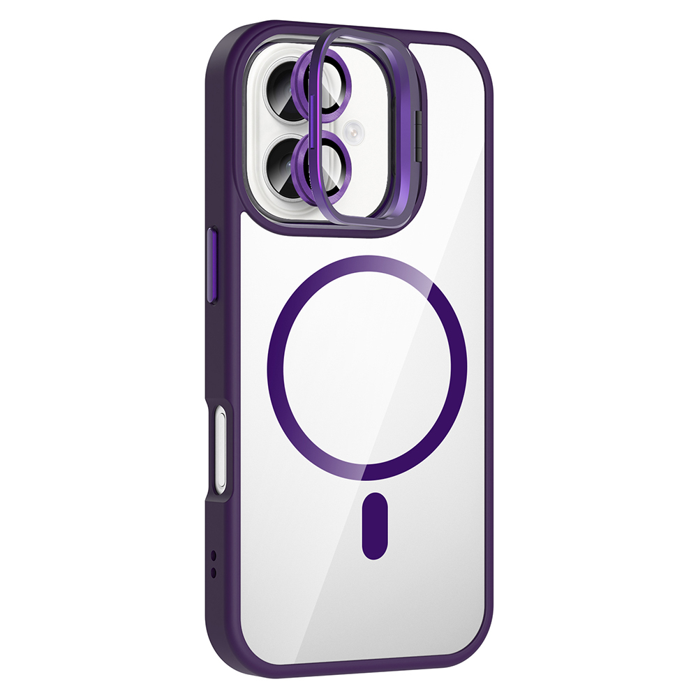 iPhone Uyumlu 17 Kılıf Standlı ve Kamera Lens Hediyeli M-Safe Şarj Özellikli Zore Etro Kapak