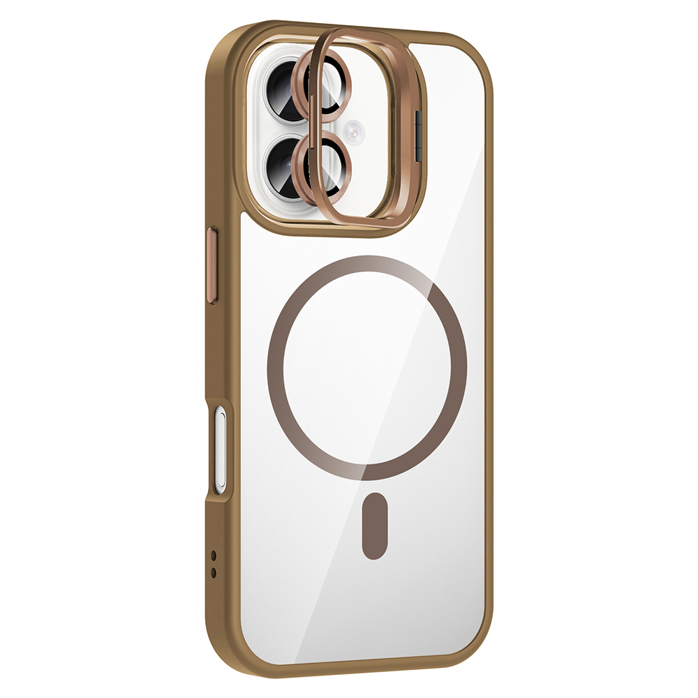 iPhone Uyumlu 17 Kılıf Standlı ve Kamera Lens Hediyeli M-Safe Şarj Özellikli Zore Etro Kapak
