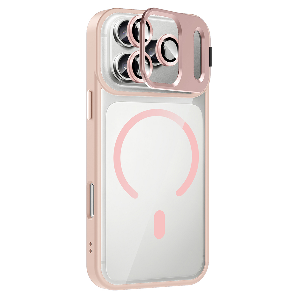 iPhone Uyumlu 17 Pro Max Kılıf Standlı ve Kamera Lens Hediyeli M-Safe Şarj Özellikli Zore Etro Kapak
