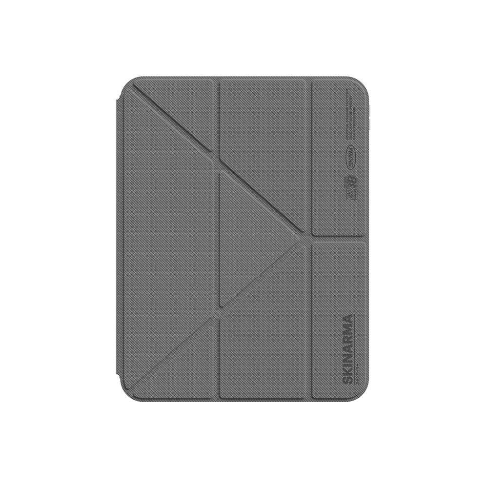 iPad Uyumlu Air 11 2025 M3 Kılıf Skinarma Kalemlikli Arkası Şeffaf Standlı Magnetik Zeta Kılıf-Gri