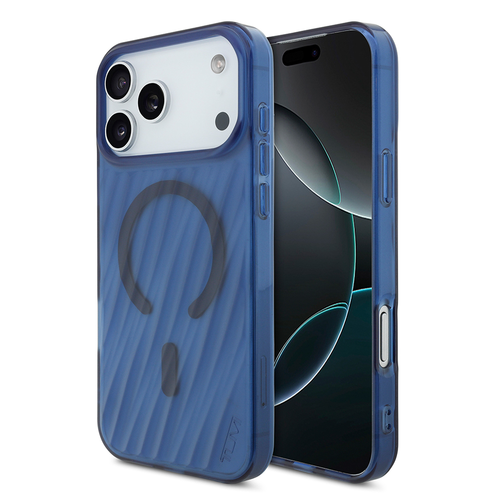 iPhone Uyumlu 17 Pro Max Kılıf TUMI Orjinal Lisanslı M-safe Şarj Özellikli Transparan Kapak-Mavi