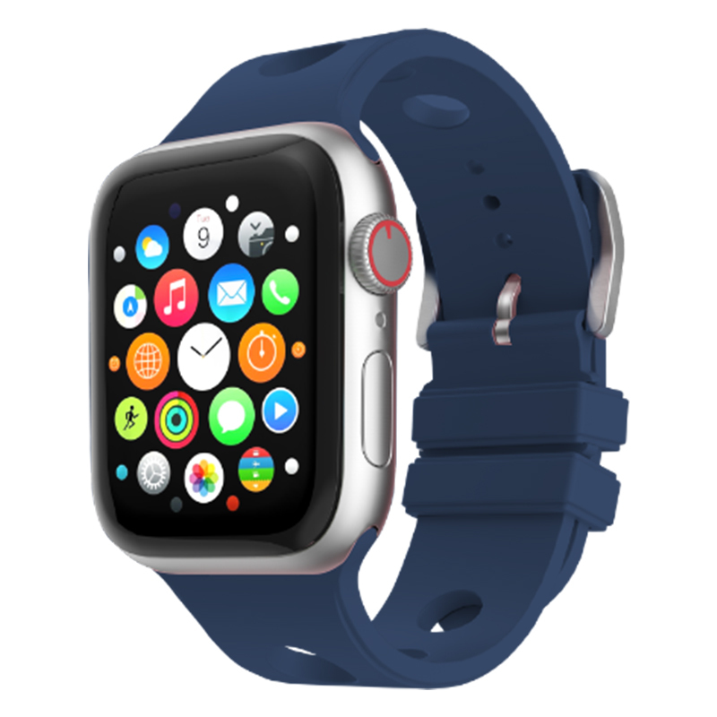Watch 7 41mm Delikli Tasarım Zore KRD-147 Silikon Kordon-Midnight blue