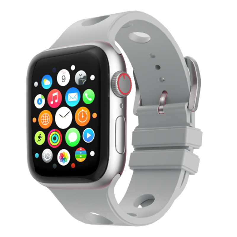 Watch 42mm Delikli Tasarım Zore KRD-147 Silikon Kordon-Gri