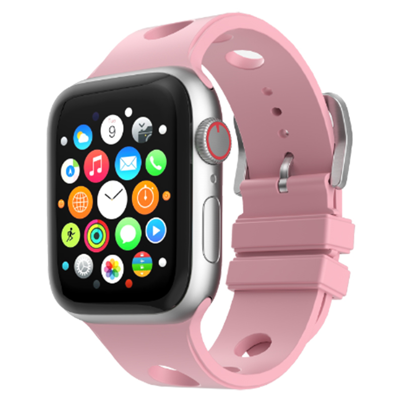 Watch 10 46mm Delikli Tasarım Zore KRD-147 Silikon Kordon-Pembe