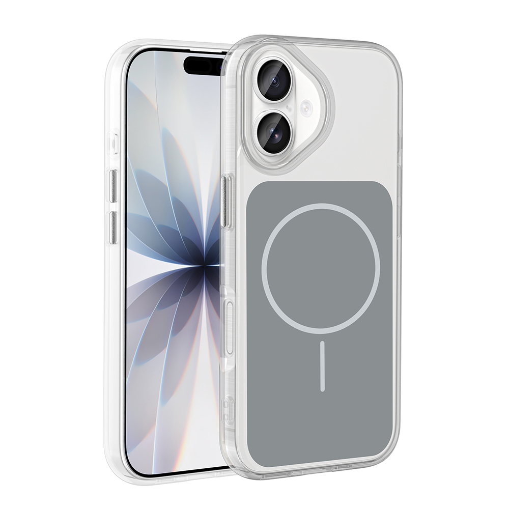 iPhone Uyumlu 17 Kılıf Metal Buton Tasarımlı Zore İkonik Sert Silikon Kapak-Gri