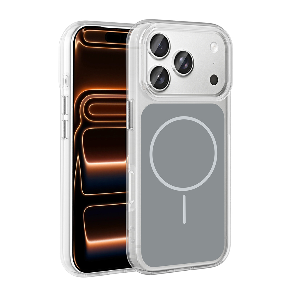 iPhone Uyumlu 17 Pro Max Kılıf Metal Buton Tasarımlı Zore İkonik Sert Silikon Kapak-Gri
