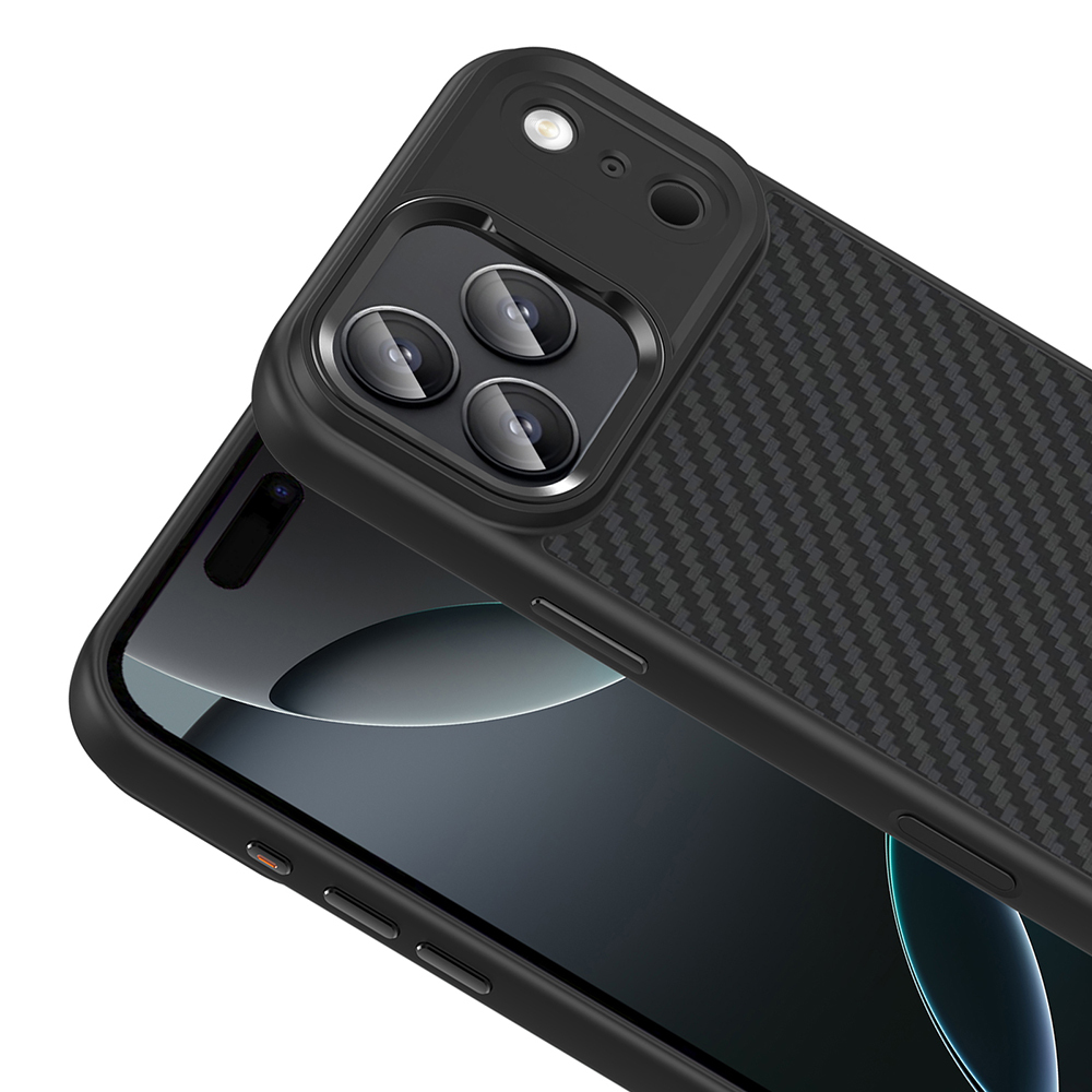 iPhone Uyumlu 17 Pro Kılıf M-Safe Şarj Özellikli Karbon Fiber Görünümlü Zore Truva Silikon Kapak