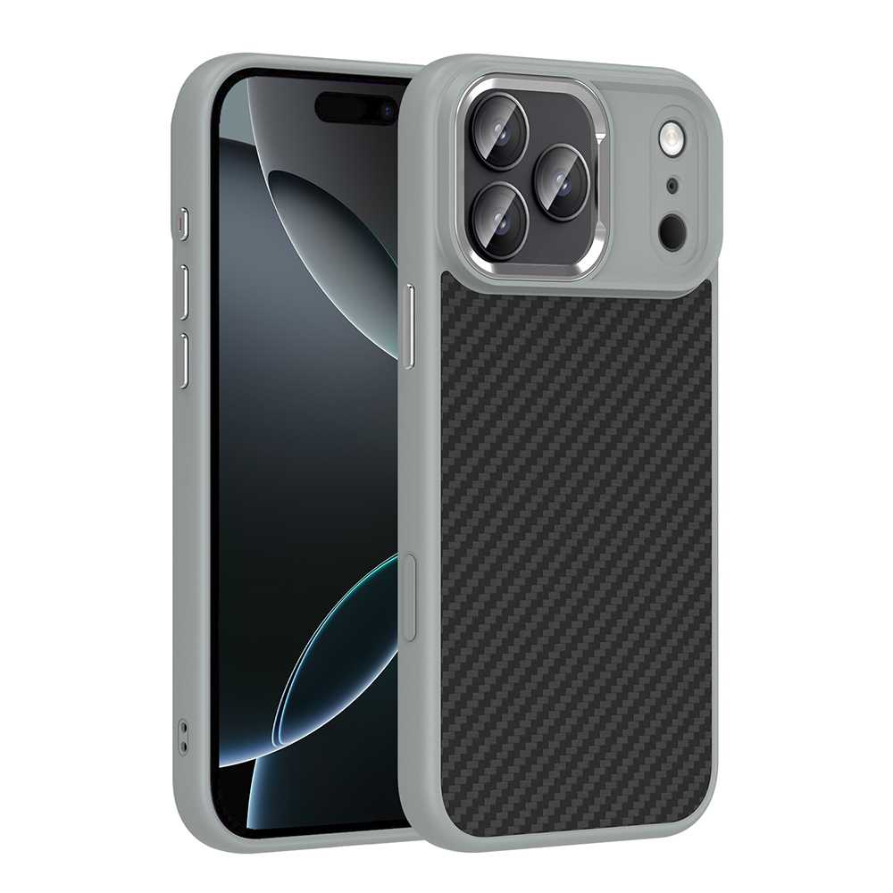 iPhone Uyumlu 17 Pro Max Kılıf M-Safe Şarj Özellikli Karbon Fiber Görünümlü Zore Truva Silikon Kapak