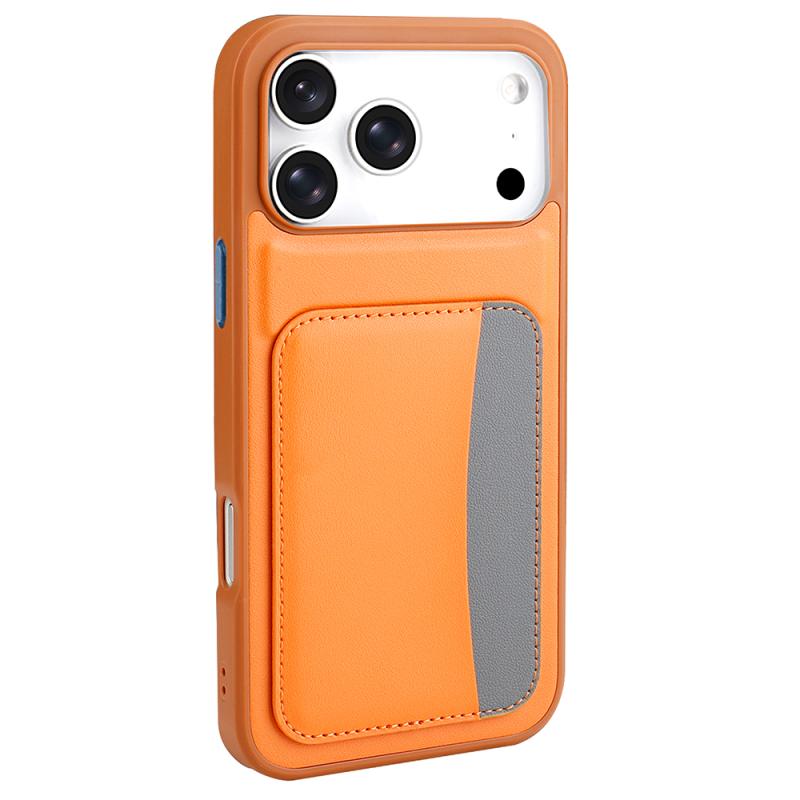 iPhone Uyumlu 17 Pro Kılıf Kartlıklı Zore X-Kart Silikon Kapak-Turuncu