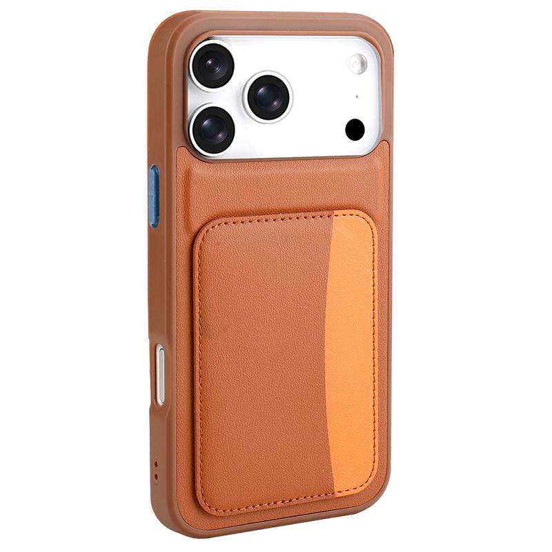 iPhone Uyumlu 17 Pro Max Kılıf Kartlıklı Zore X-Kart Silikon Kapak-Kahverengi