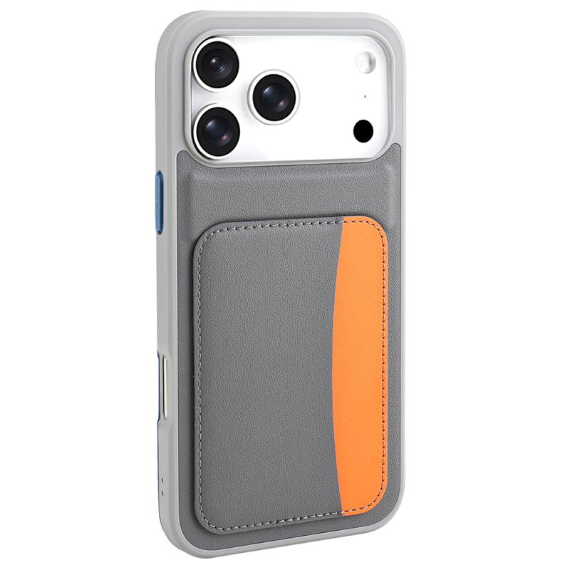 iPhone Uyumlu 17 Pro Max Kılıf Kartlıklı Zore X-Kart Silikon Kapak-Koyu gri