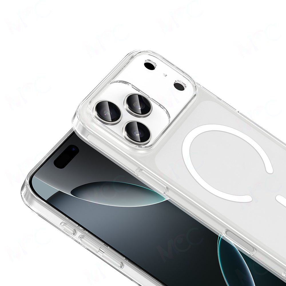 iPhone Uyumlu 17 Pro Kılıf IC Çipli M-Safe Şarj Özellikli Şeffaf Kamera Çerçeveli Zore Toledo Kapak