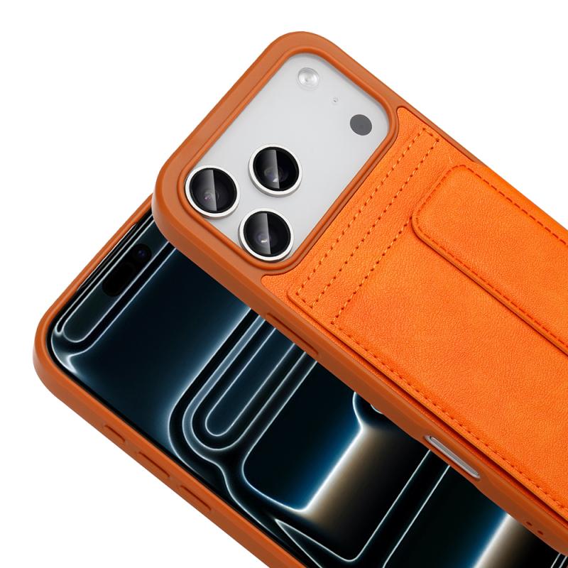 iPhone Uyumlu 17 Pro Max Kılıf PU Deri Kartlıklı Zore Sevilla Kapak