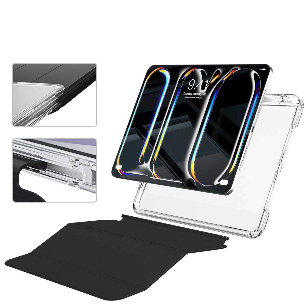 ​​​  iPad Uyumlu Pro 11 2025 M5 Kılıf Magnetik Ayrılabilen Airbagli Zore Sliding Tablet Kılıfı