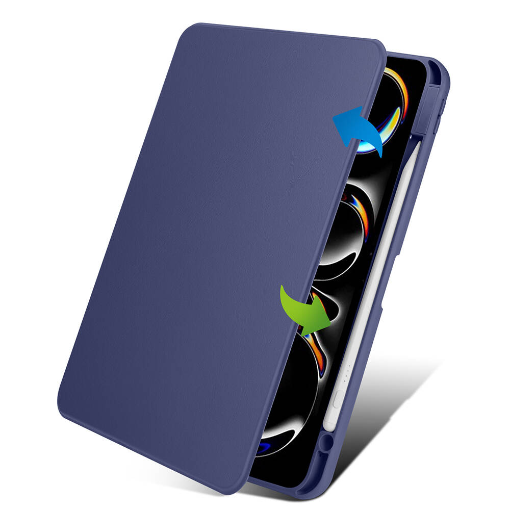 iPad Uyumlu Pro 11 2025 M5 Kılıf Zore Termik Kalem Bölmeli Dönebilen Standlı Kılıf