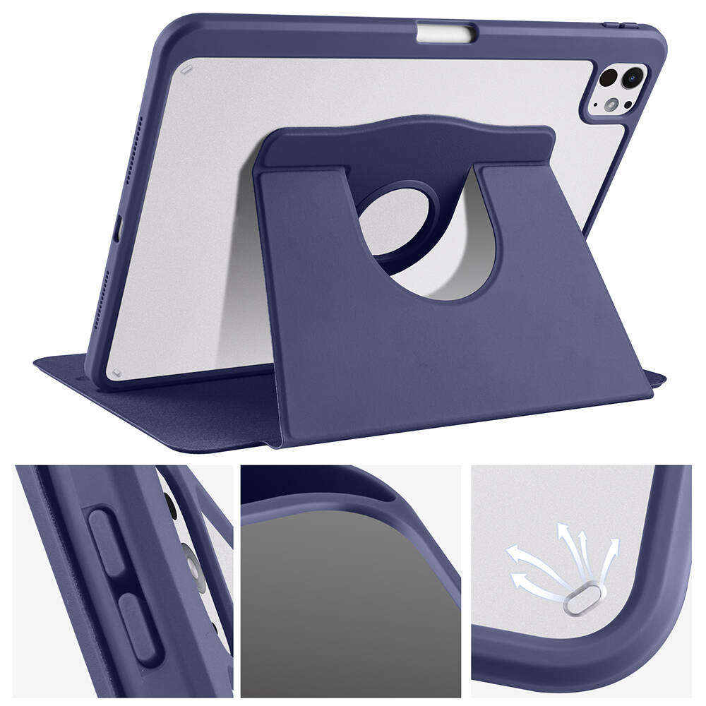 iPad Uyumlu Pro 11 2025 M5 Kılıf Zore Termik Kalem Bölmeli Dönebilen Standlı Kılıf