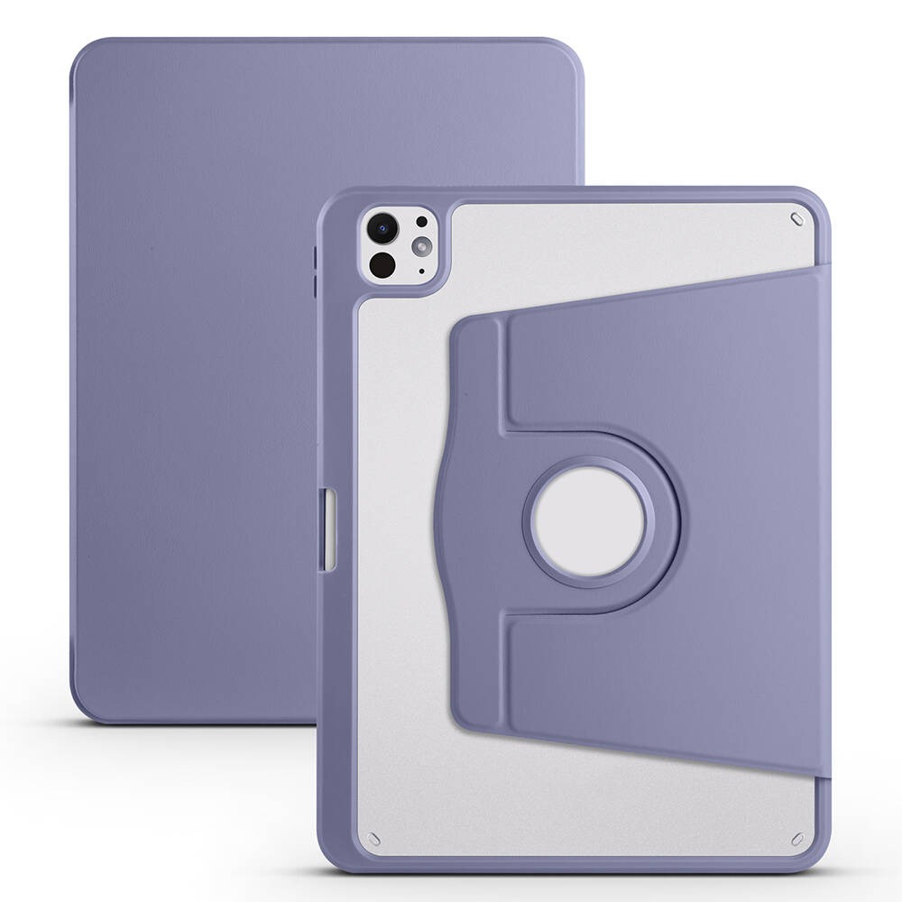 iPad Uyumlu Pro 11 2025 M5 Kılıf Zore Termik Kalem Bölmeli Dönebilen Standlı Kılıf-Lavendery gray