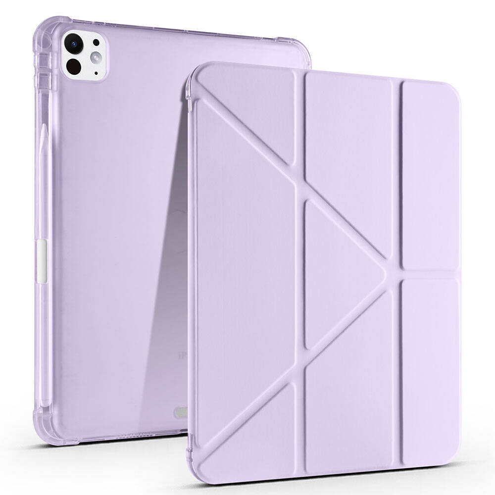 iPad Uyumlu Pro 11 2025 M5 Kılıf Zore Tri Folding Kalem Bölmeli Standlı Kılıf-Lila