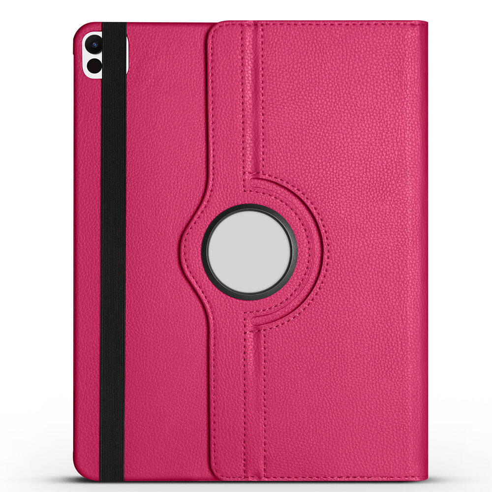 iPad Uyumlu Pro 13 2025 M5 Zore Dönebilen Standlı Kılıf-Pembe koyu