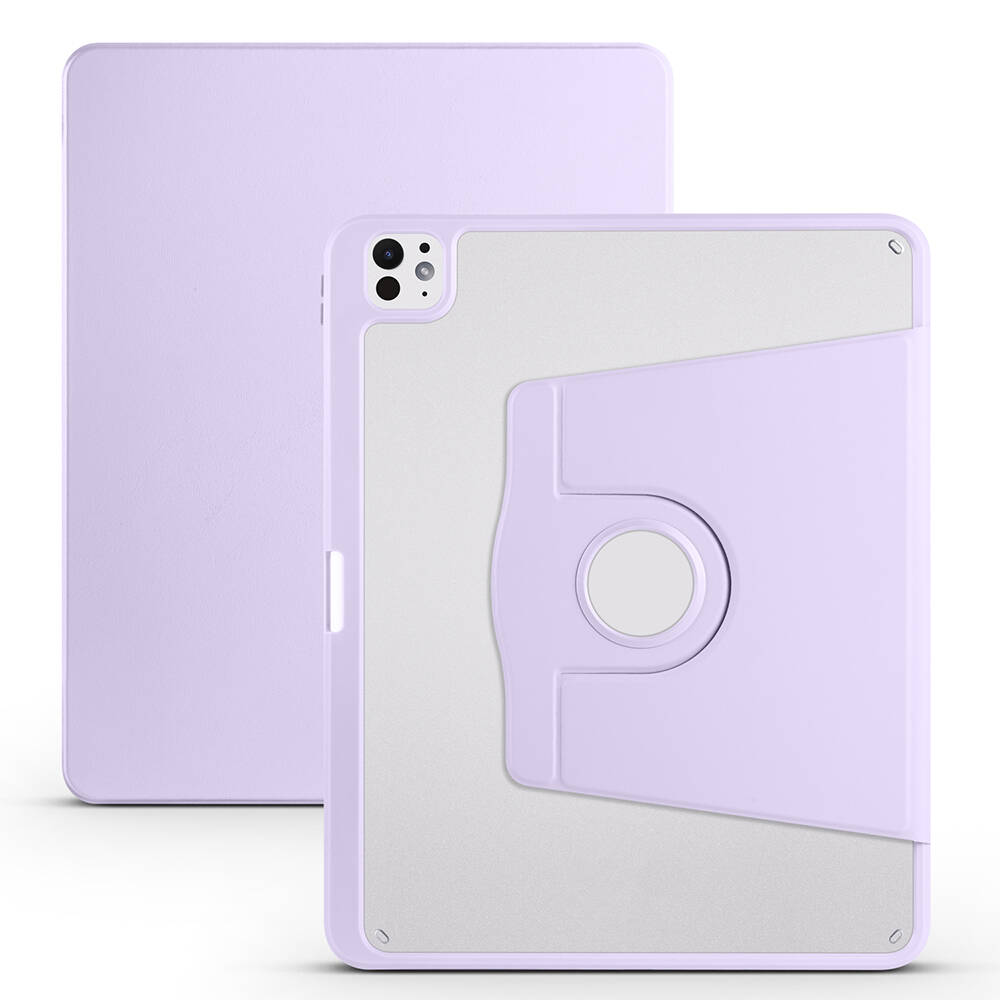 iPad Uyumlu Pro 13 2025 M5 Kılıf Zore Termik Kalem Bölmeli Dönebilen Standlı Kılıf-Lila