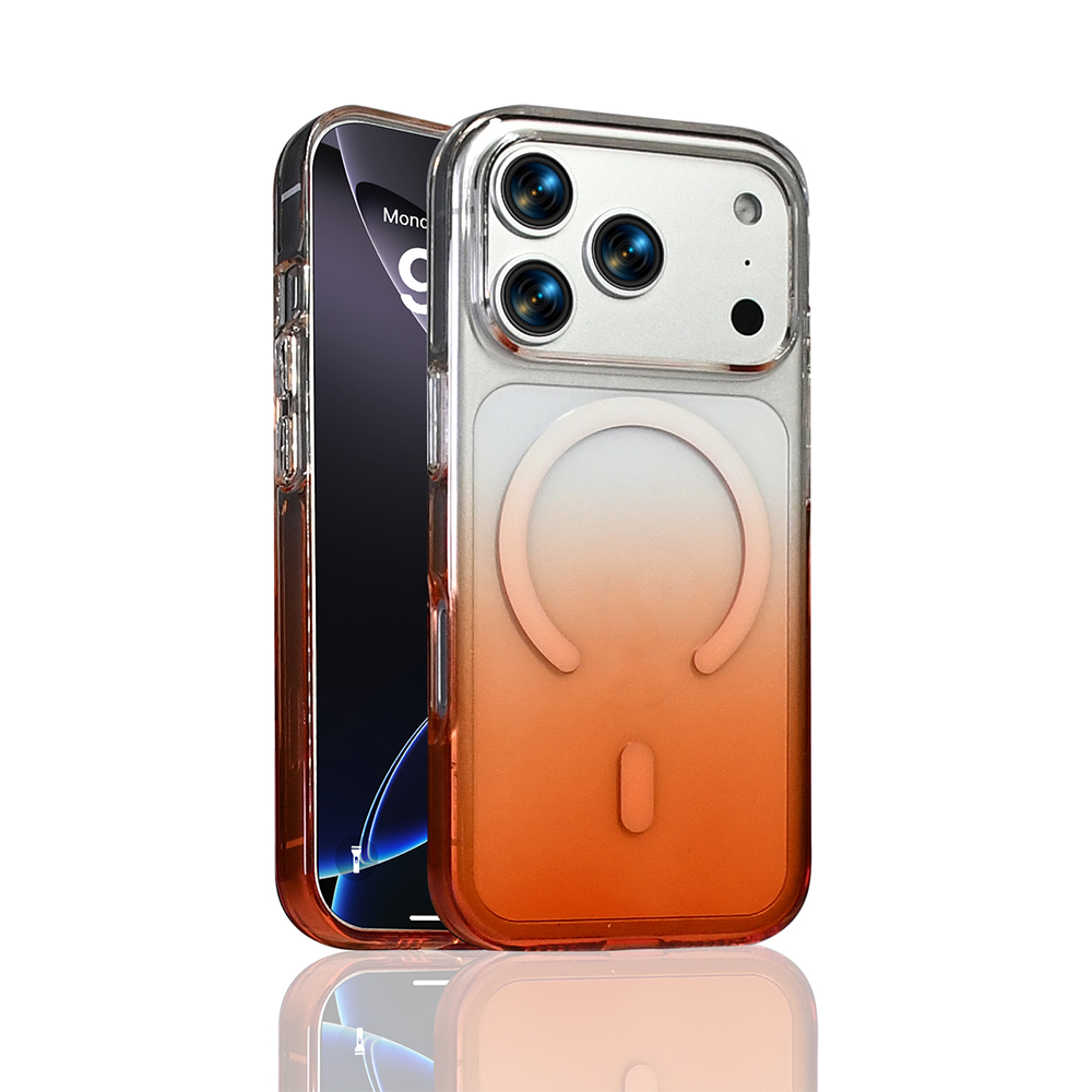 iPhone Uyumlu 17 Pro Max Kılıf M-Safe Şarj Özellikli Zore Septik Silikon Kapak-Turuncu