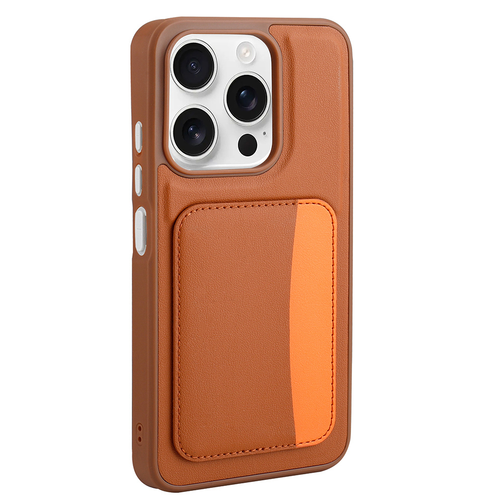 Xiaomi Uyumlu  Redmi 15C Kılıf Kartlıklı Zore X-Kart Silikon Kapak-Kahverengi