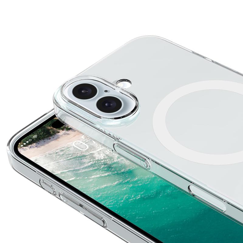iPhone Uyumlu 17 Kılıf IC Çipli M-Safe Şarj Özellikli Şeffaf Kamera Çerçeveli Zore Toledo Kapak