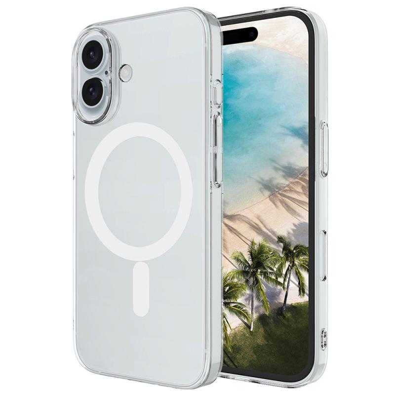 iPhone Uyumlu 17 Kılıf IC Çipli M-Safe Şarj Özellikli Şeffaf Kamera Çerçeveli Zore Toledo Kapak