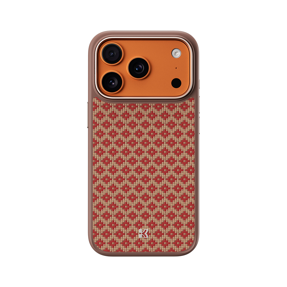 iPhone Uyumlu 17 Pro Kılıf M-Safe Şarj Özellikli Benks ArmorPro ArmorGrid Serisi Kevlar Karbon Kapak-Turuncu