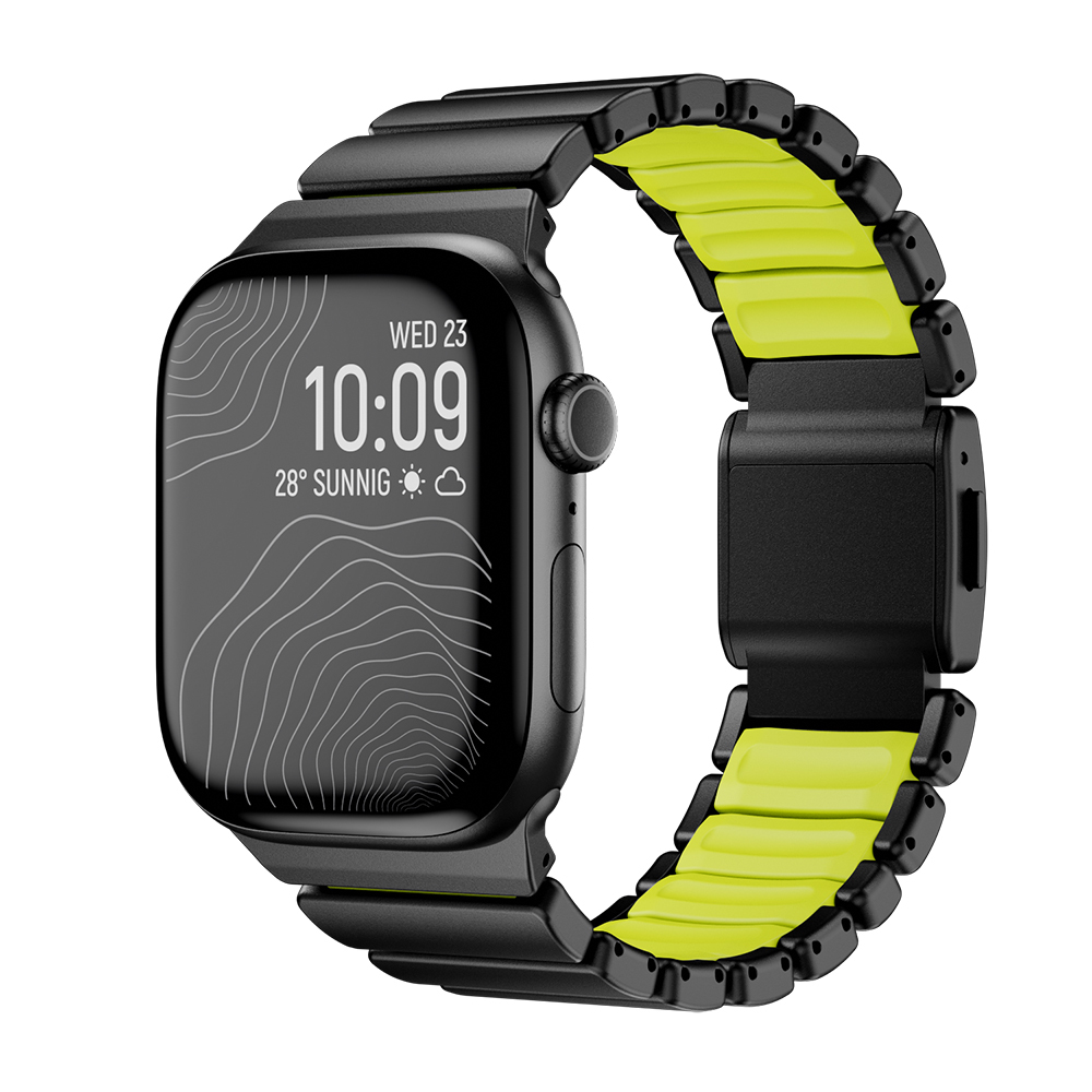 Watch 42mm Zore KRD-149 Metal Silikon Kordon-Siyah-yeşil