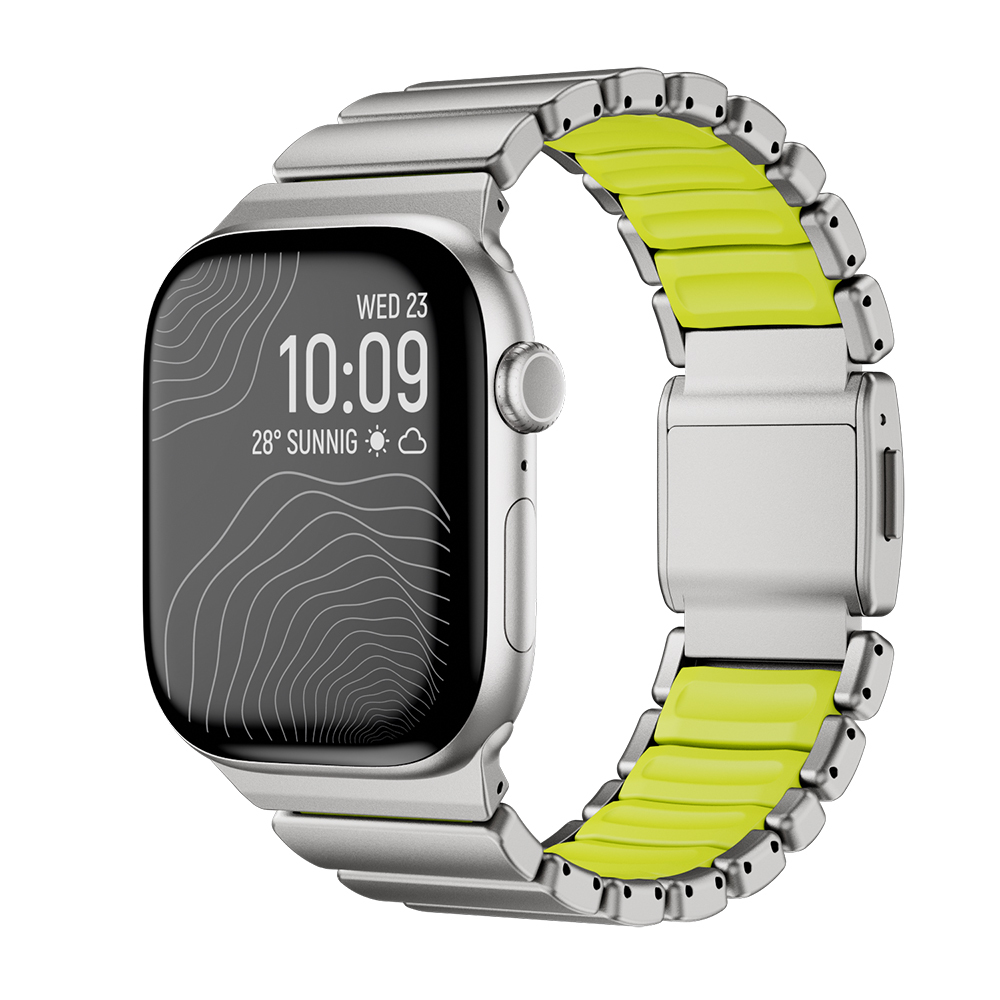 Watch 10 46mm Zore KRD-149 Metal Silikon Kordon-Gümüş-yeşil