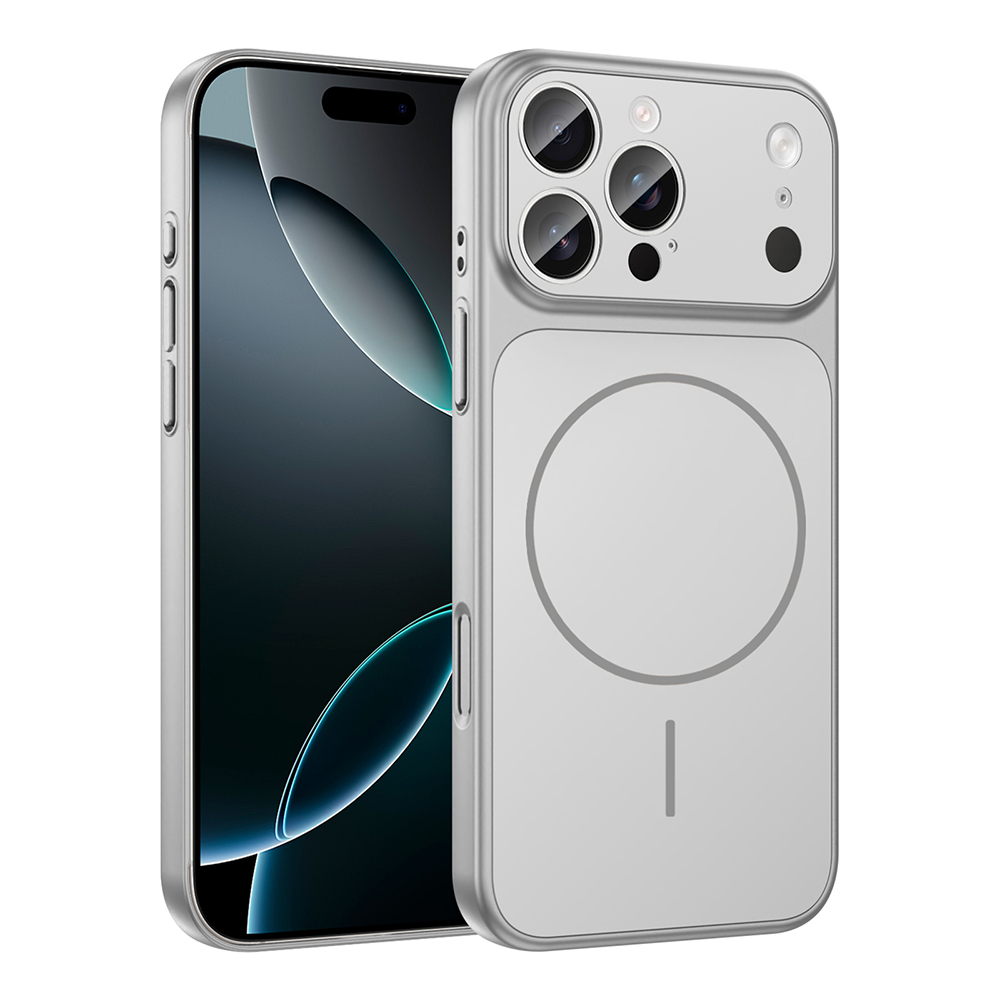 iPhone Uyumlu 14 Pro Kılıf Zore M-Safe Şarj Özellikli Kamera Korumalı Formen Kapak-Gümüş