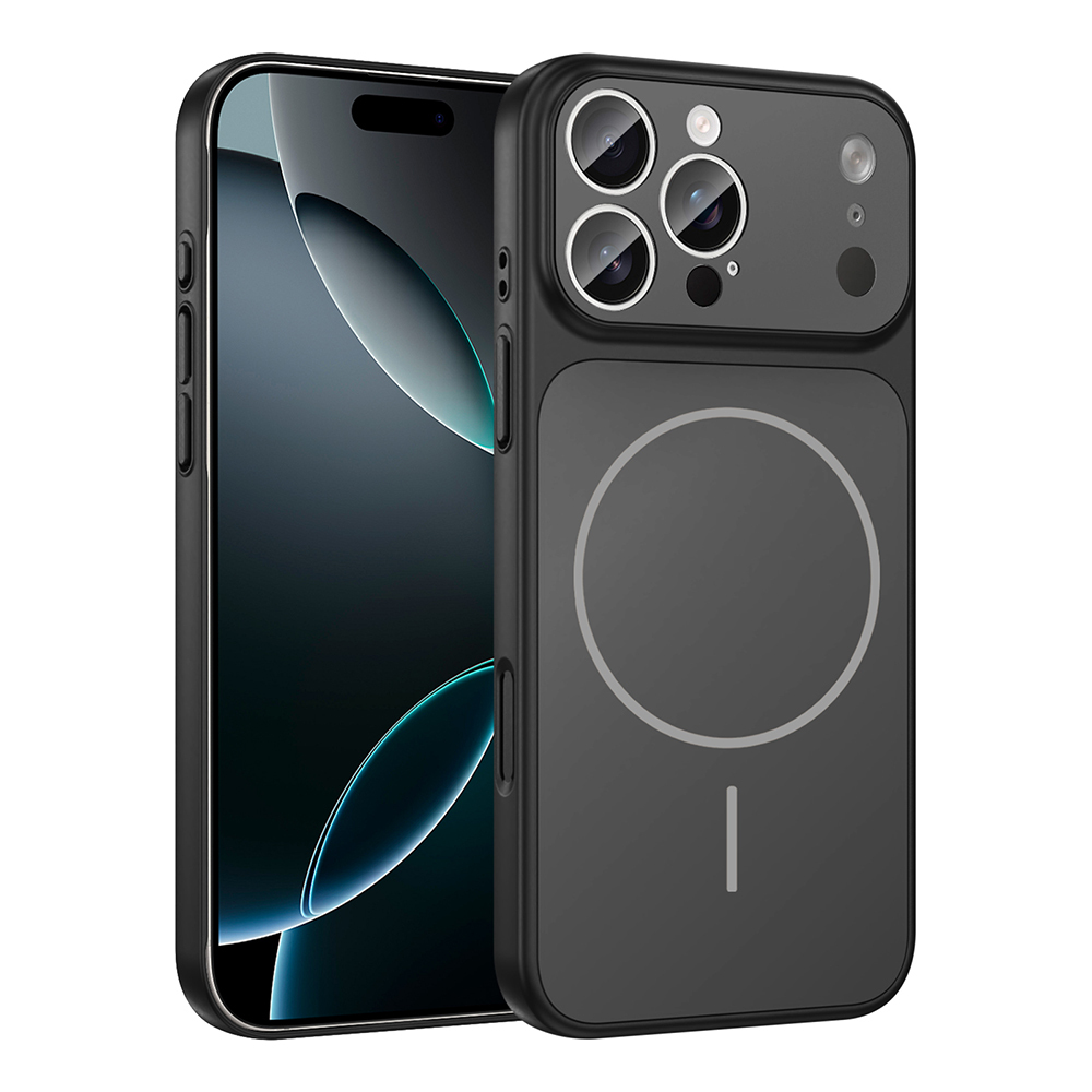 iPhone Uyumlu 14 Pro Kılıf Zore M-Safe Şarj Özellikli Kamera Korumalı Formen Kapak-Siyah