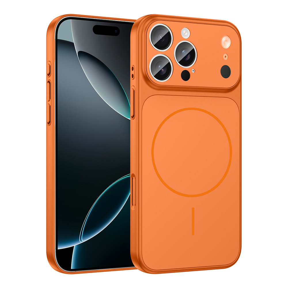 iPhone Uyumlu 14 Pro Kılıf Zore M-Safe Şarj Özellikli Kamera Korumalı Formen Kapak-Turuncu