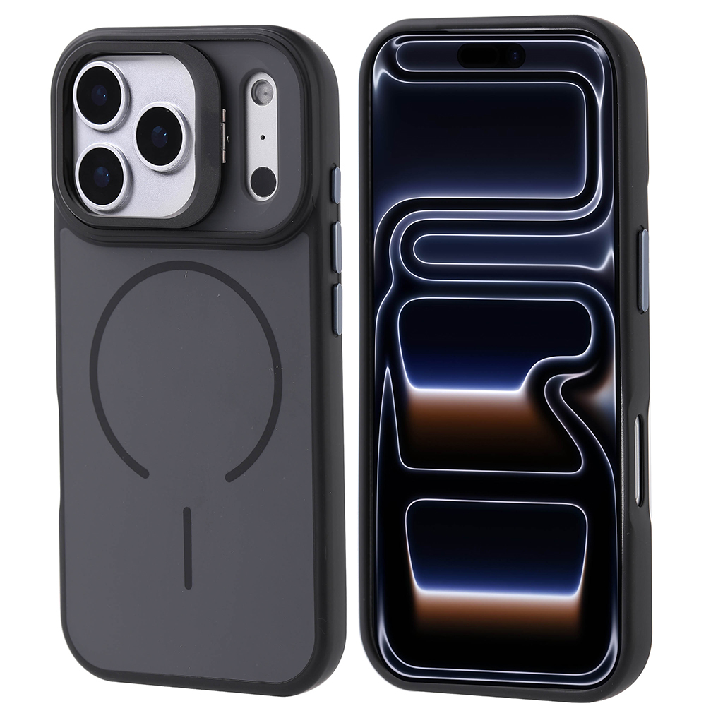 iPhone Uyumlu 17 Pro Kılıf M-safe Şarj Özellikli Kamera Standlı Zore Notron Kapak